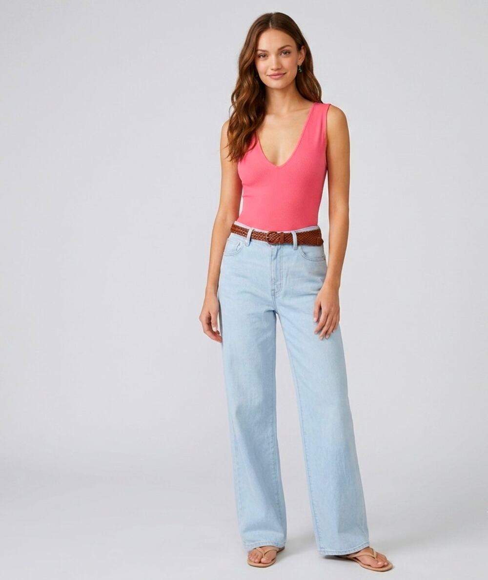 Free People Keep It Sleek Bodysuit Size Small NWT Stretch Seamless Layering Pink